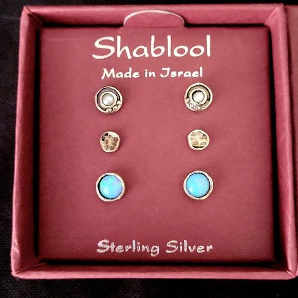 Shablool Silver Jewelry Design Jewelry - NWT 3 Pair Sterling Silver Stud Earrings